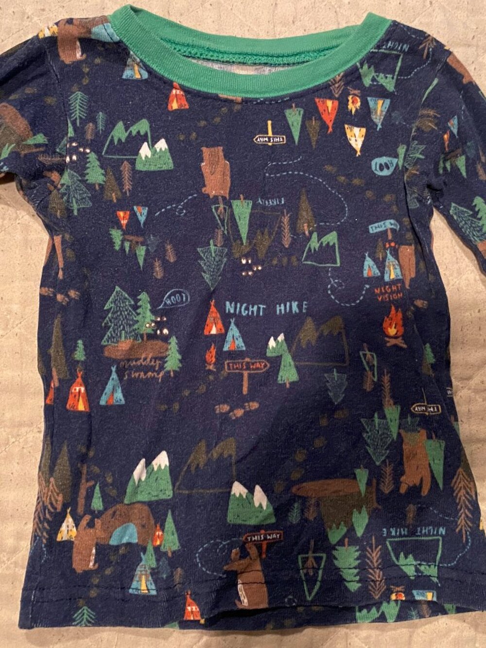 Carter's Boy's Camping Long Sleeve sleep shirt-Size 2T